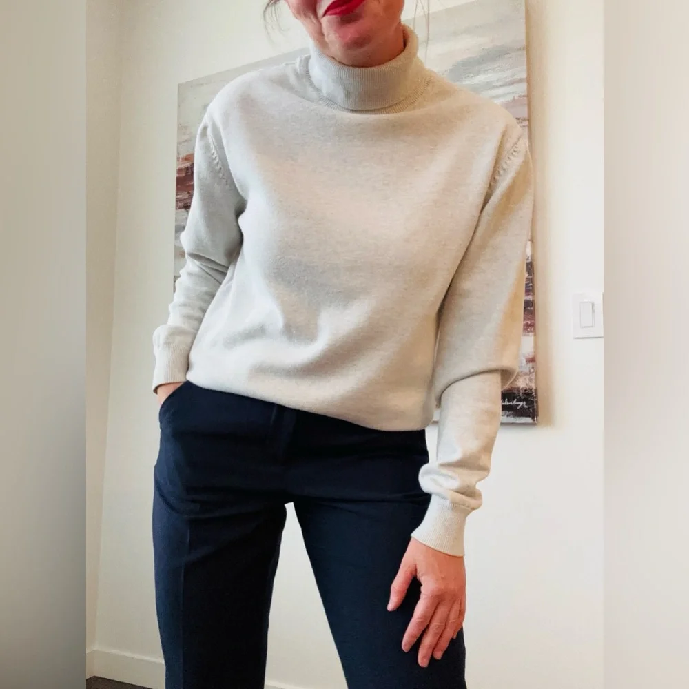 ZARA Essentials Light Grey Relaxed Fit Turtleneck Sweater XL - Picture 13 of 14